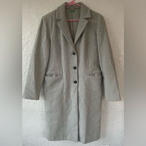 Vintage United Colors of Benetton Womens Sz 44 (M/L) Coat Gray Wool Trench Pea